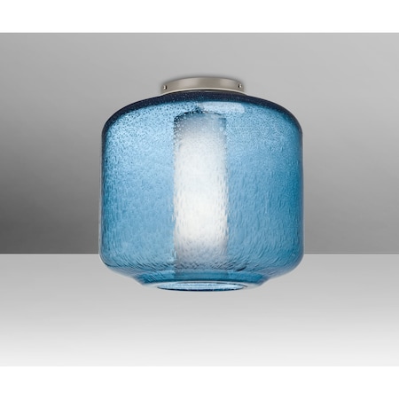 Besa Lighting Niles 10 Ceiling, Blue Bubble/Opal, Satin Nickel, 1x60W Incandescent NILES10BOC-SN